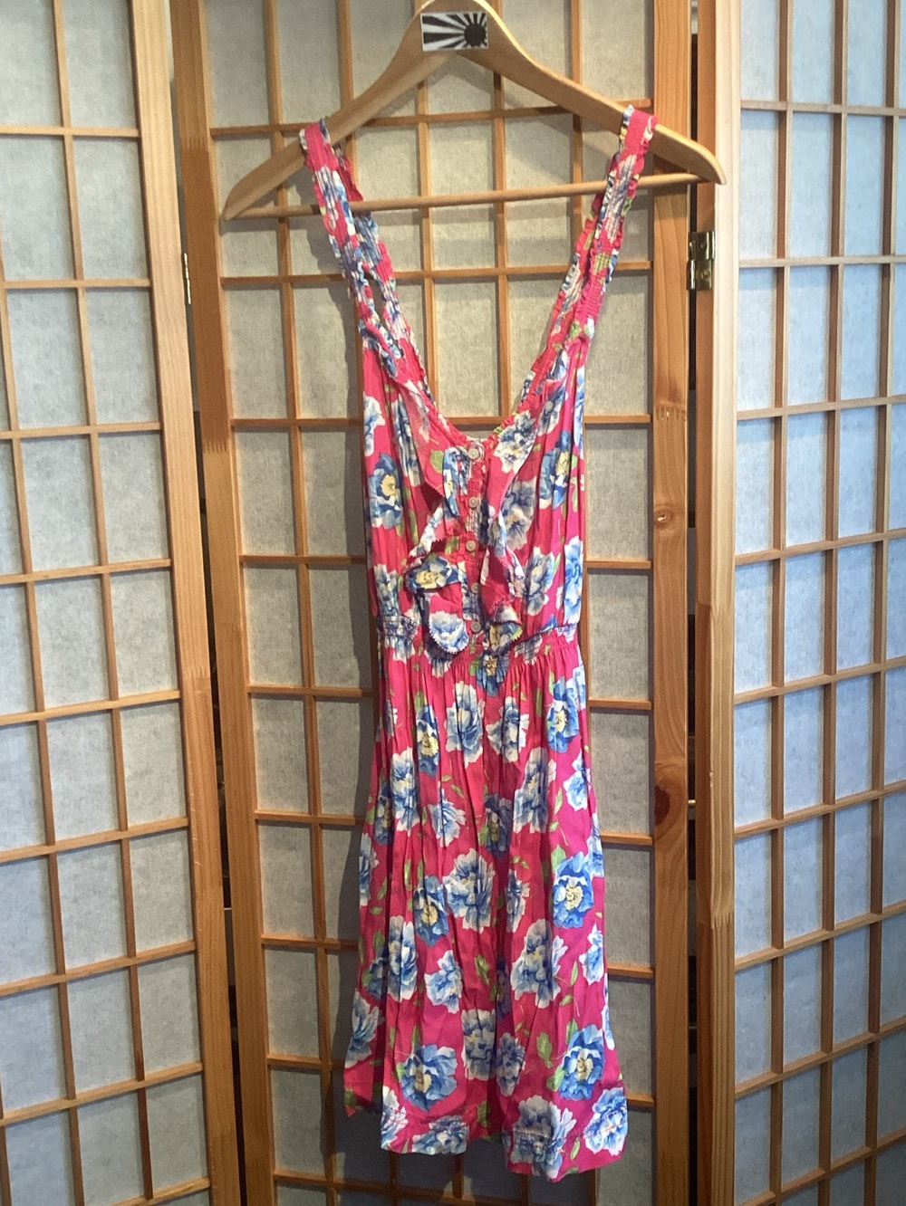 Vintage Abercrombie & Fitch Floral Smocked Crossback Ruffle Mini Sundress Small